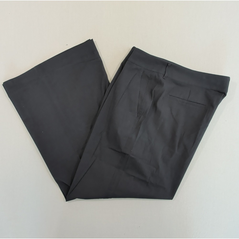 Lafayette 148 New York Women 14 Navy Blue Stretch Cotton Wide Leg Trousers